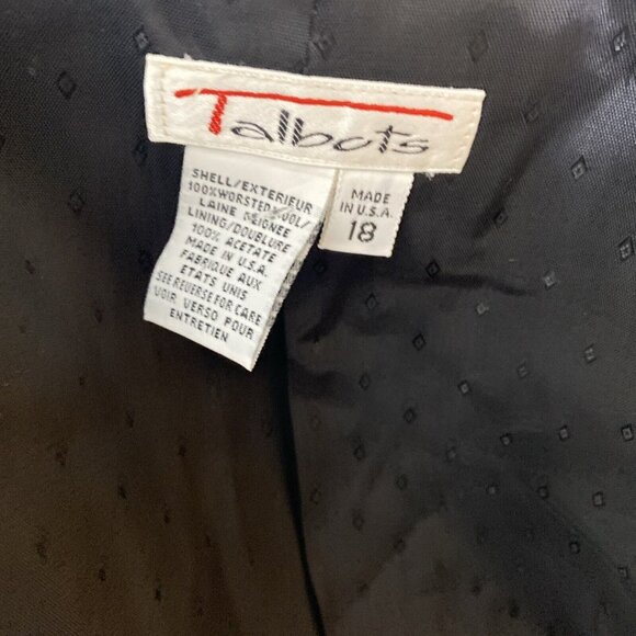 Talbots Black Worsted Wool Blazer 18 Double Breasted Gold Crest Buttons USA - Picture 8 of 8